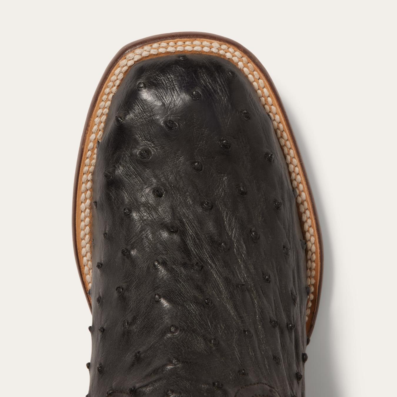 Men Western Stetson Dillon Ostrich Boots Black