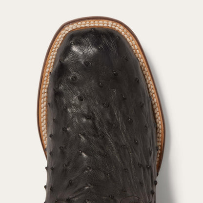 Men Western Stetson Dillon Ostrich Boots Black