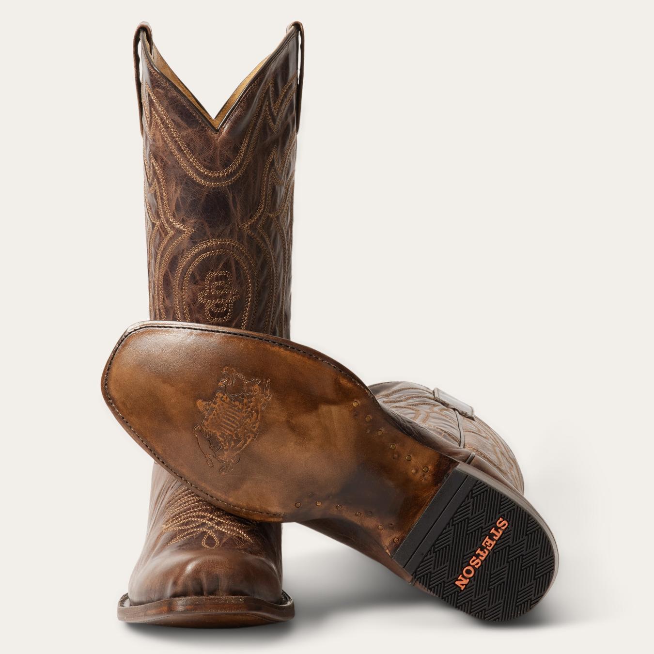 Men Western Stetson Garrett Boots Brown