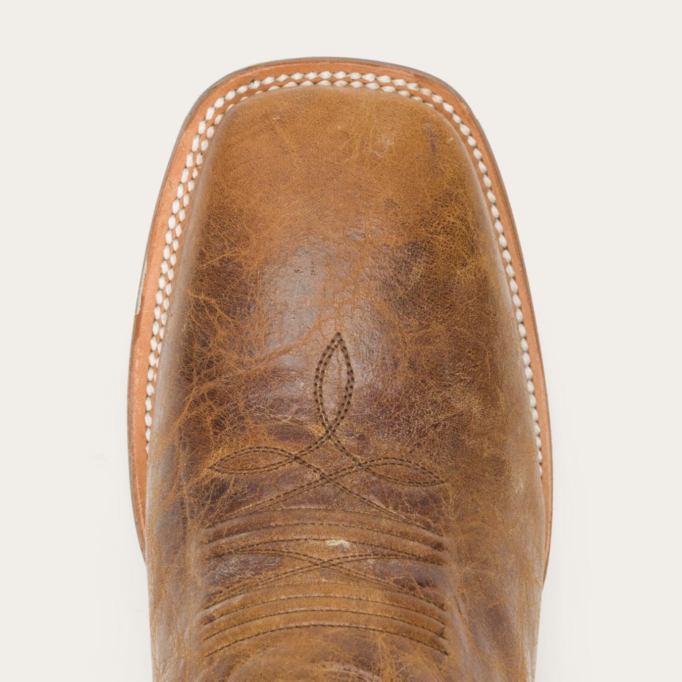 Men Western Stetson Goddard Burnished Blue & Brown Leather Boot Brown