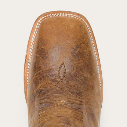 Men Western Stetson Goddard Burnished Blue & Brown Leather Boot Brown