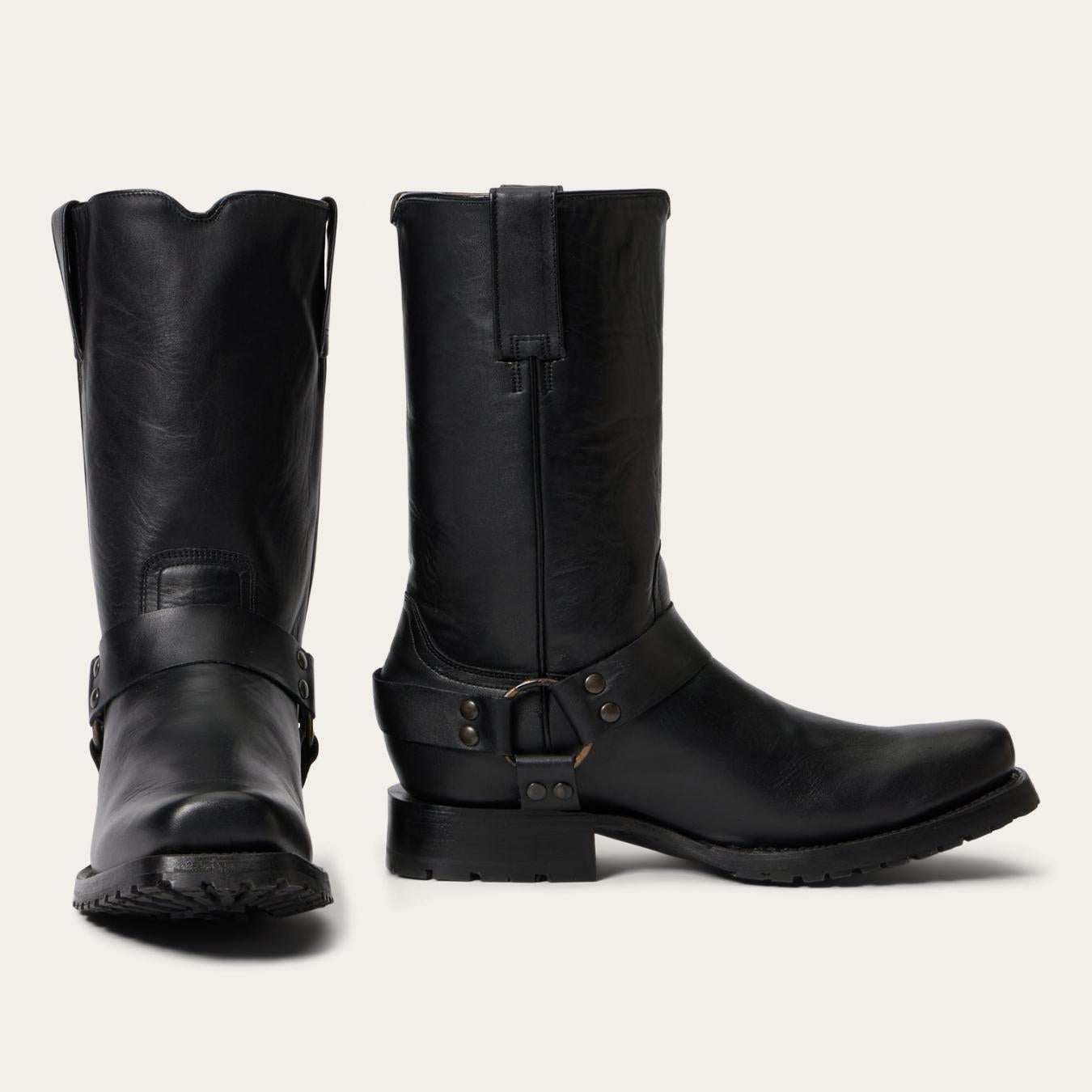 Men Western Stetson Heritage Harness Boots Black