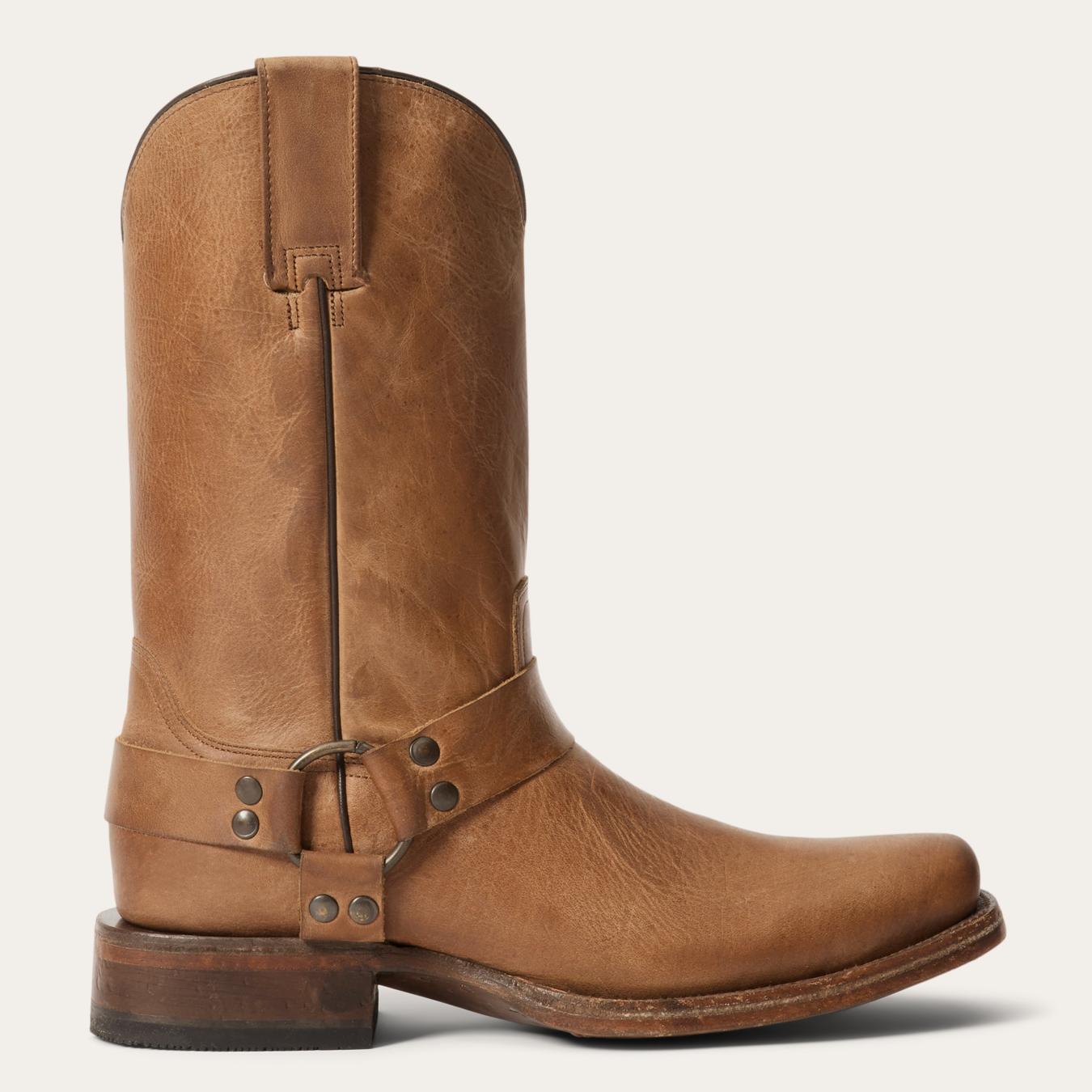 Men Western Stetson Heritage Harness Boots Burnished Tan