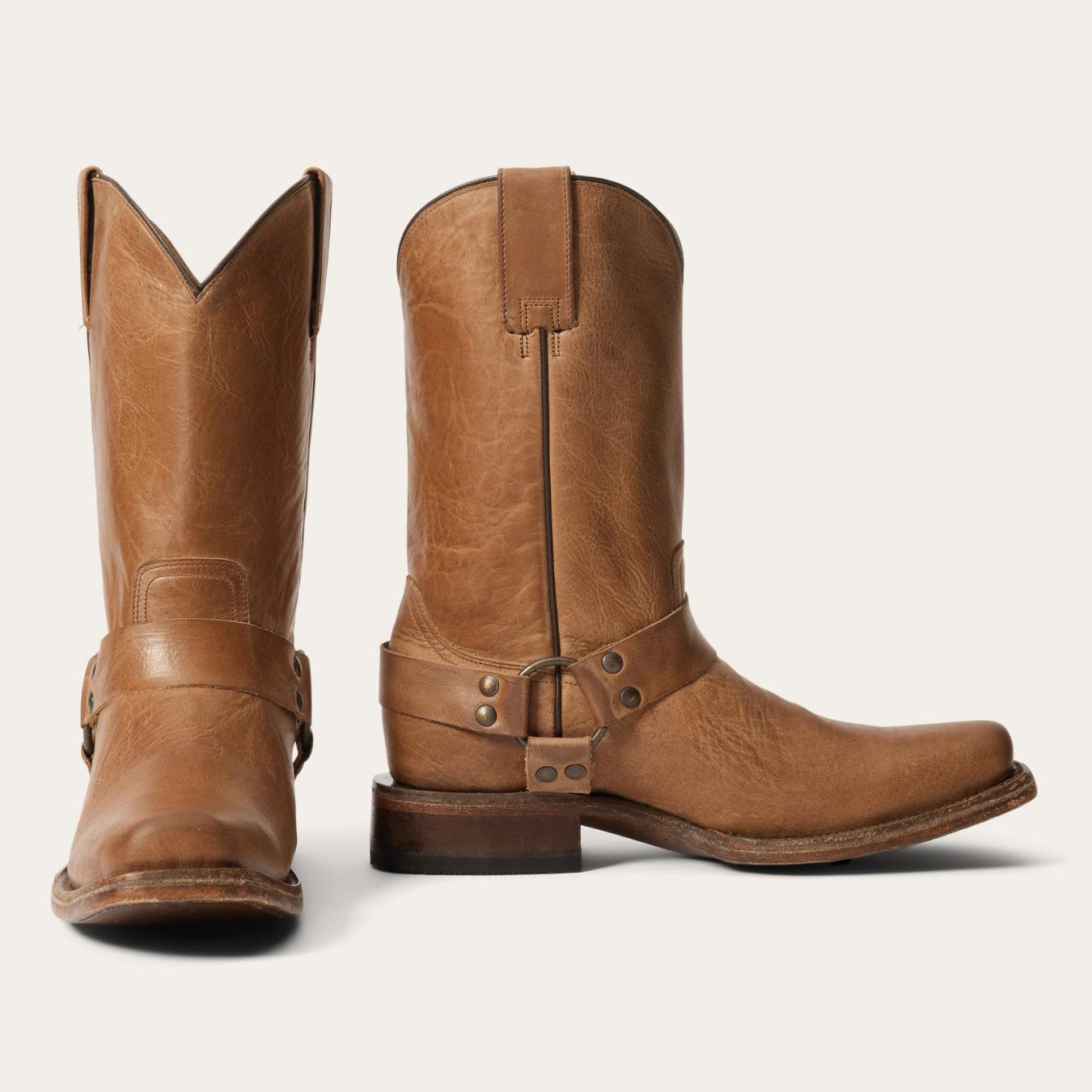 Men Western Stetson Heritage Harness Boots Burnished Tan