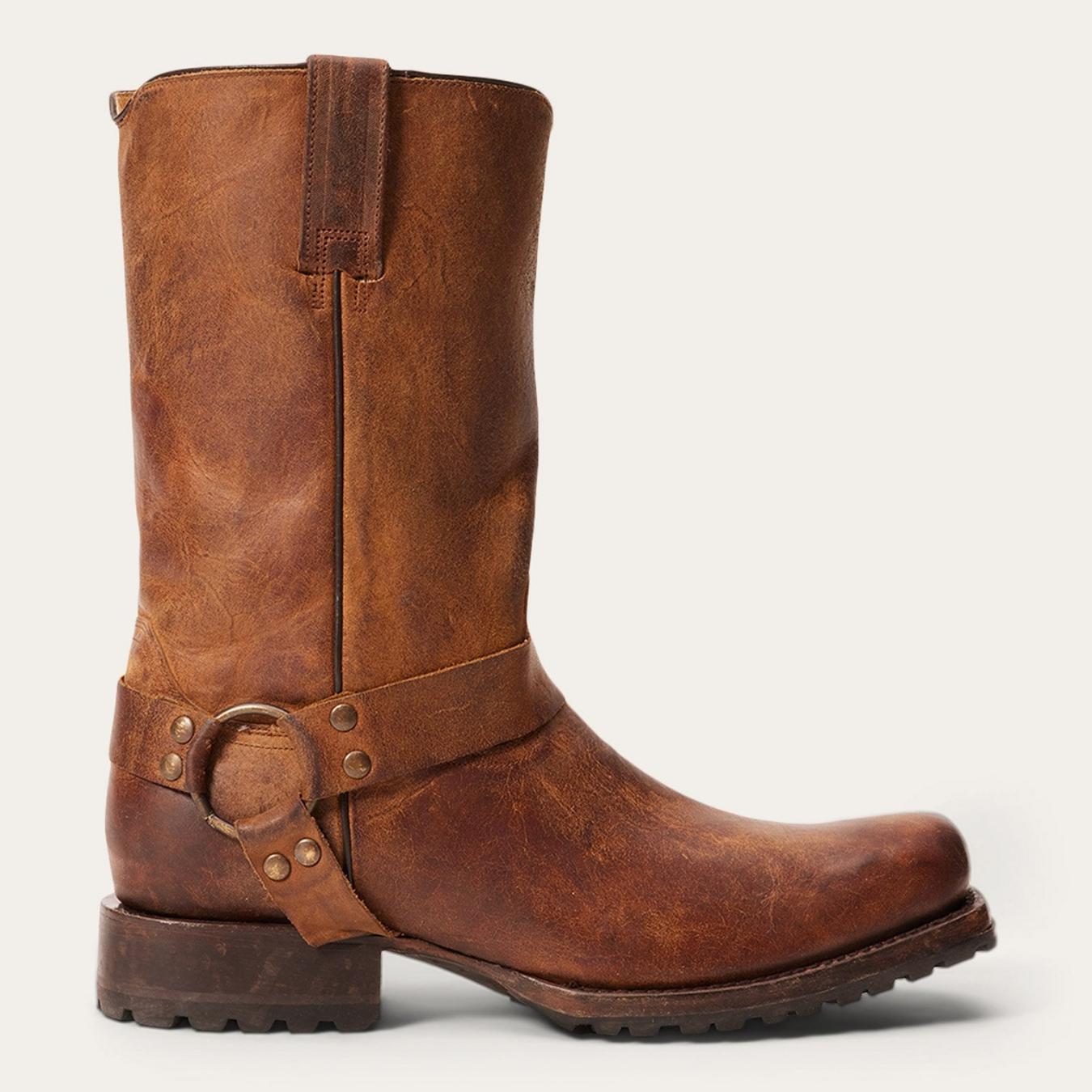 Men Western Stetson Heritage Harness Boots Oiled Brown