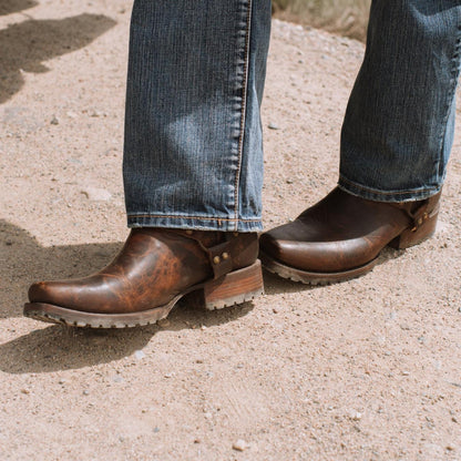 Men Western Stetson Heritage Harness Boots Waxed Brown