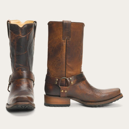 Men Western Stetson Heritage Harness Boots Waxed Brown