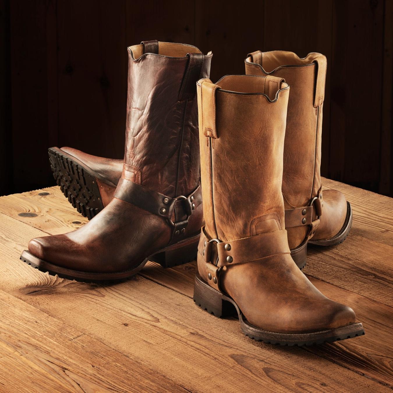 Men Western Stetson Heritage Harness Boots Waxed Brown