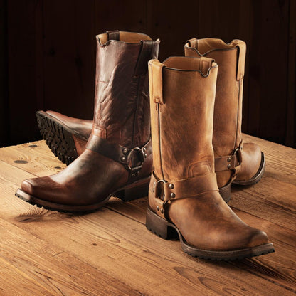 Men Western Stetson Heritage Harness Boots Waxed Brown
