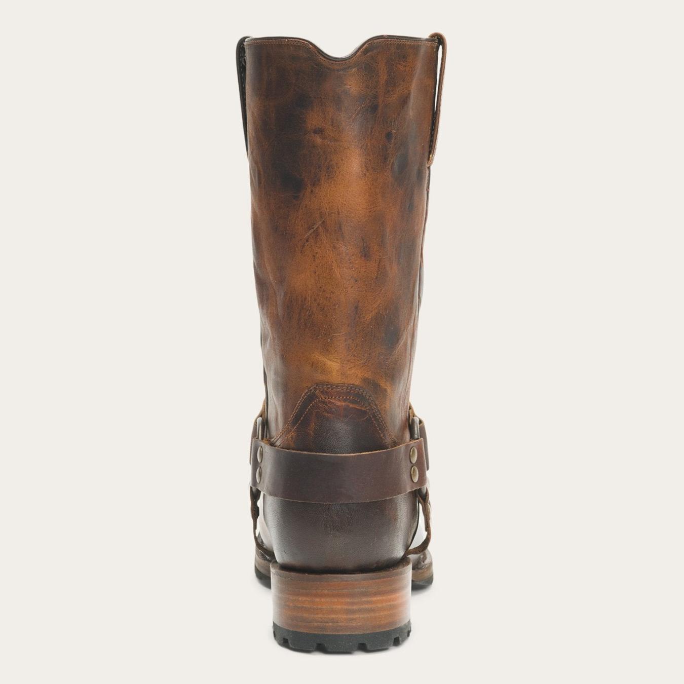Men Western Stetson Heritage Harness Boots Waxed Brown