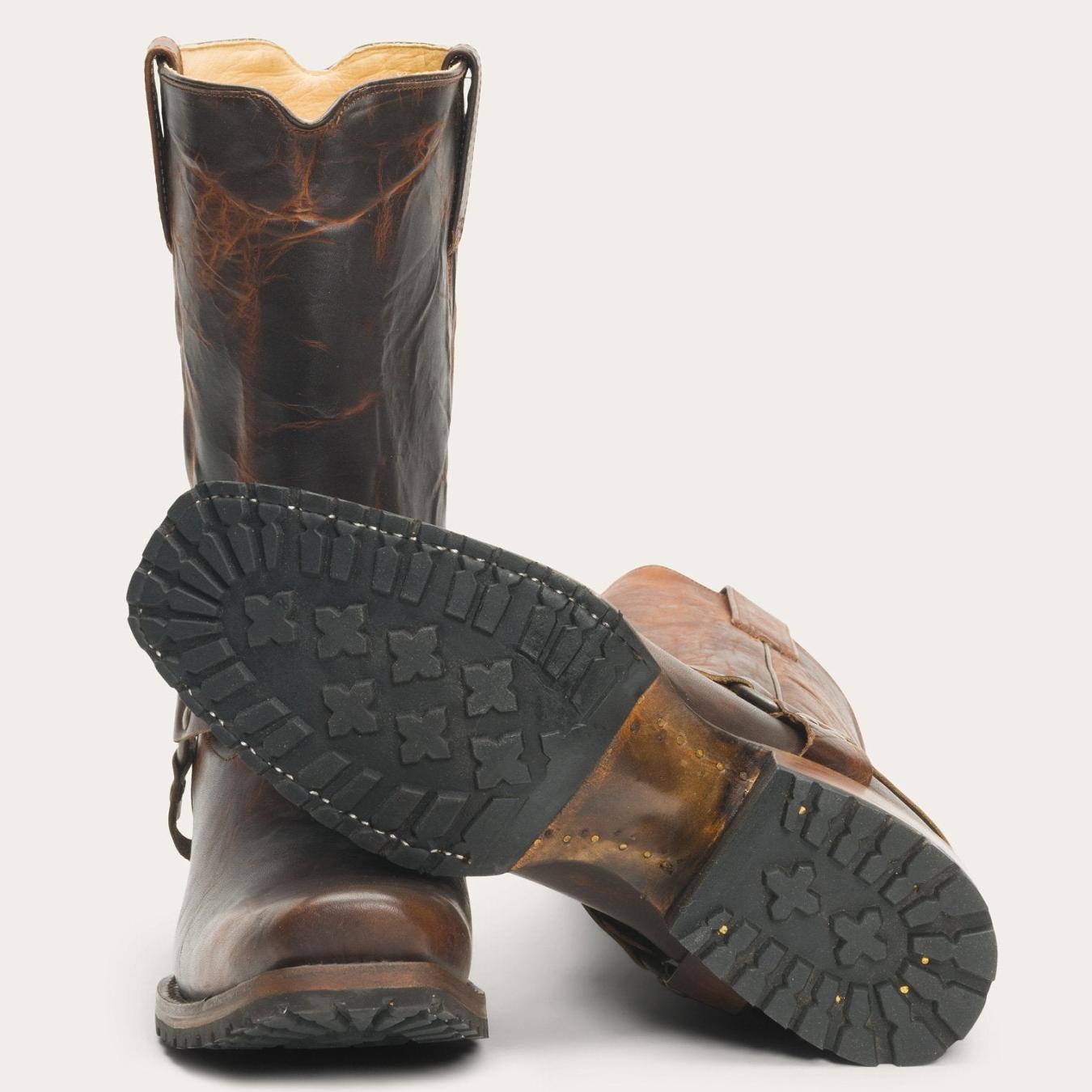 Men Western Stetson Heritage Harness Boots Waxed Brown