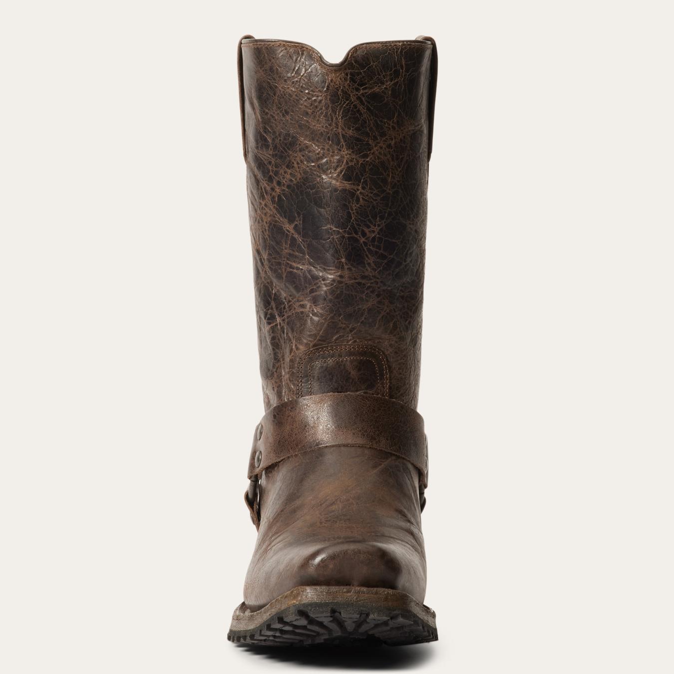 Men Western Stetson Heritage Harness Boots Waxed Dark Brown