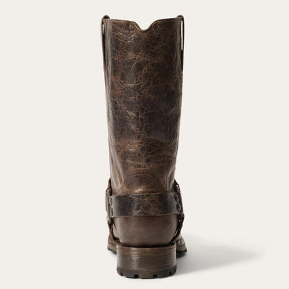 Men Western Stetson Heritage Harness Boots Waxed Dark Brown