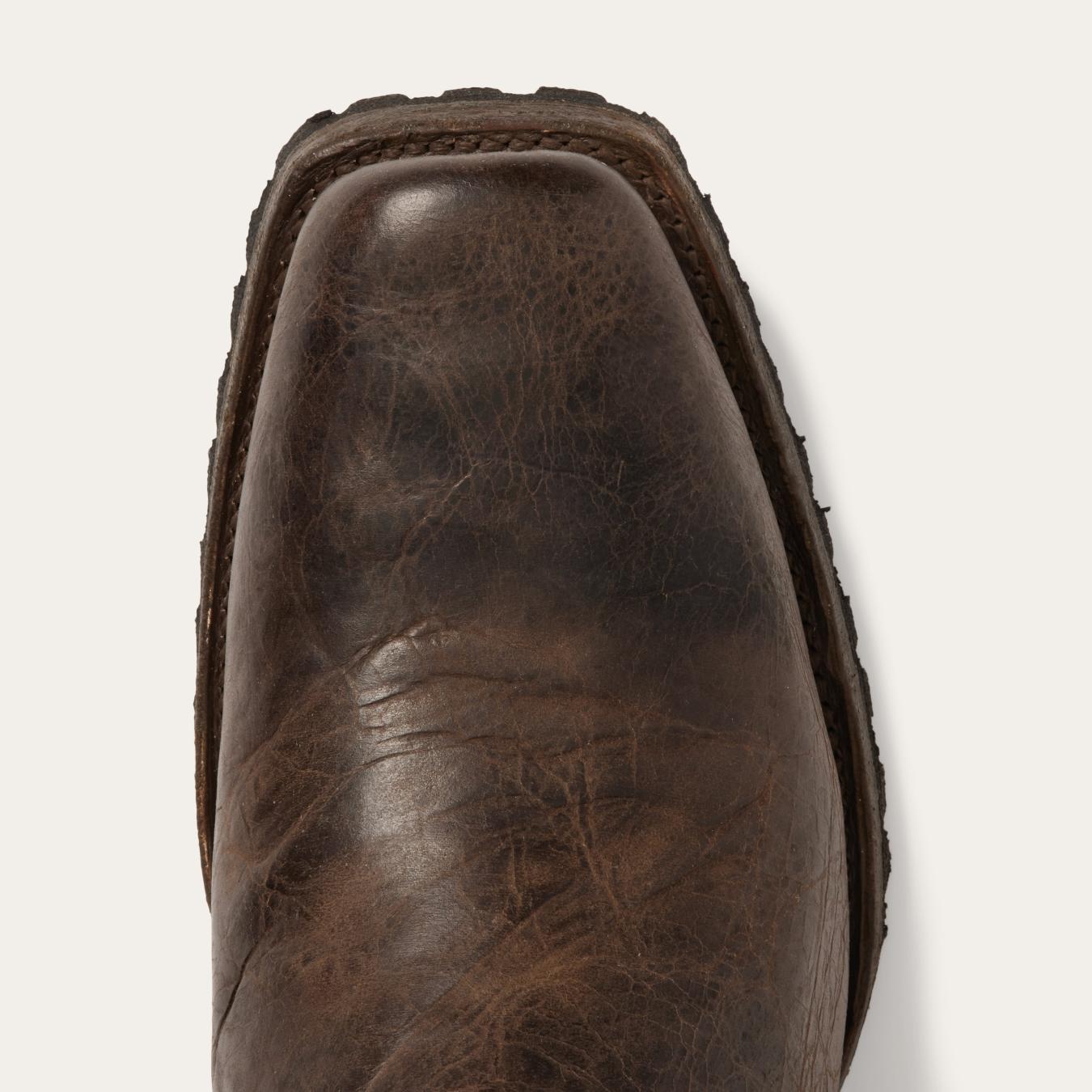 Men Western Stetson Heritage Harness Boots Waxed Dark Brown