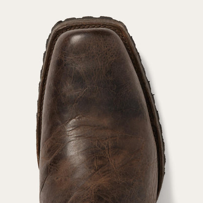 Men Western Stetson Heritage Harness Boots Waxed Dark Brown