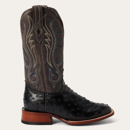 Men Western Stetson Ozzy Ostrich Boot Black