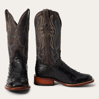 Men Western Stetson Ozzy Ostrich Boot Black