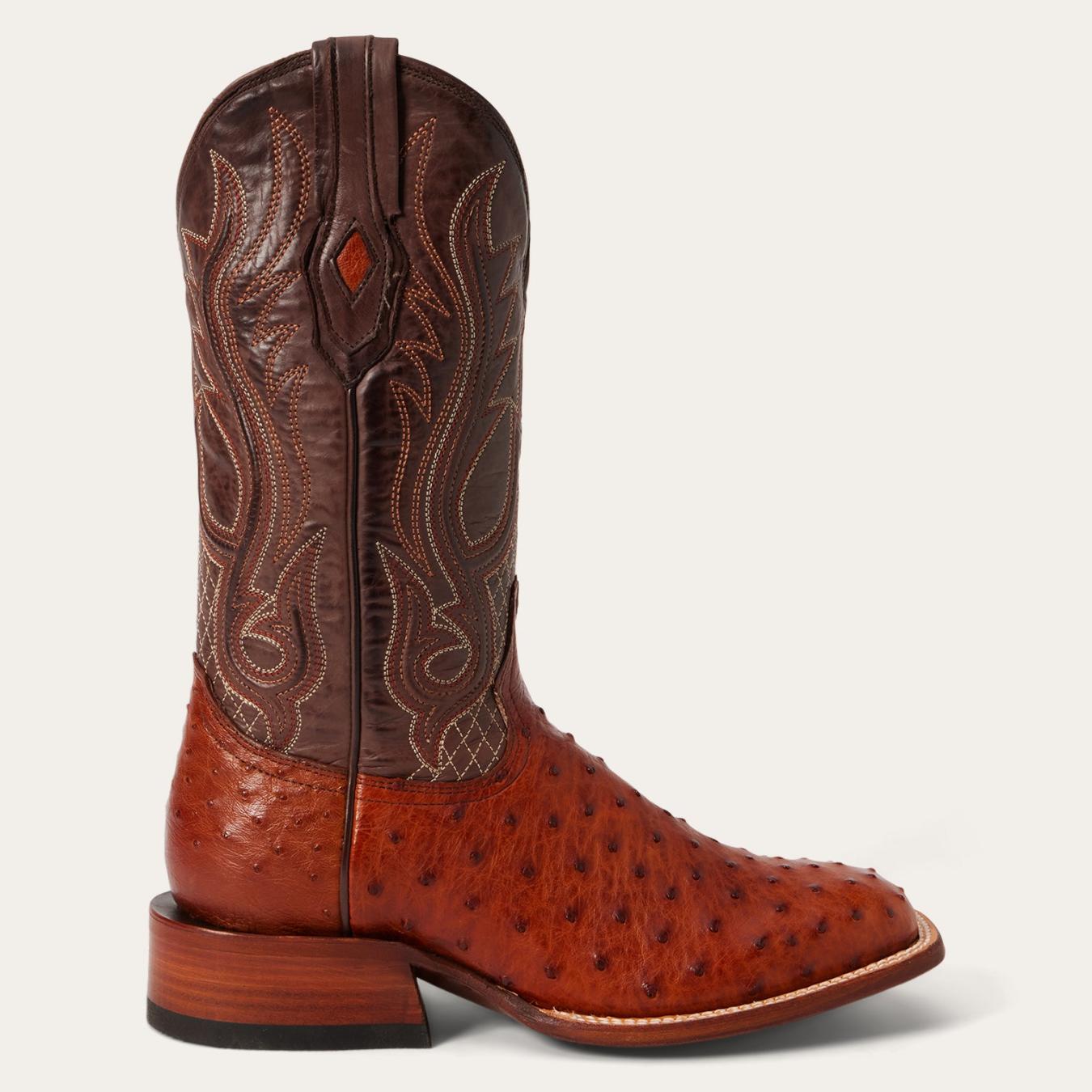 Men Western Stetson Ozzy Ostrich Boot Brown