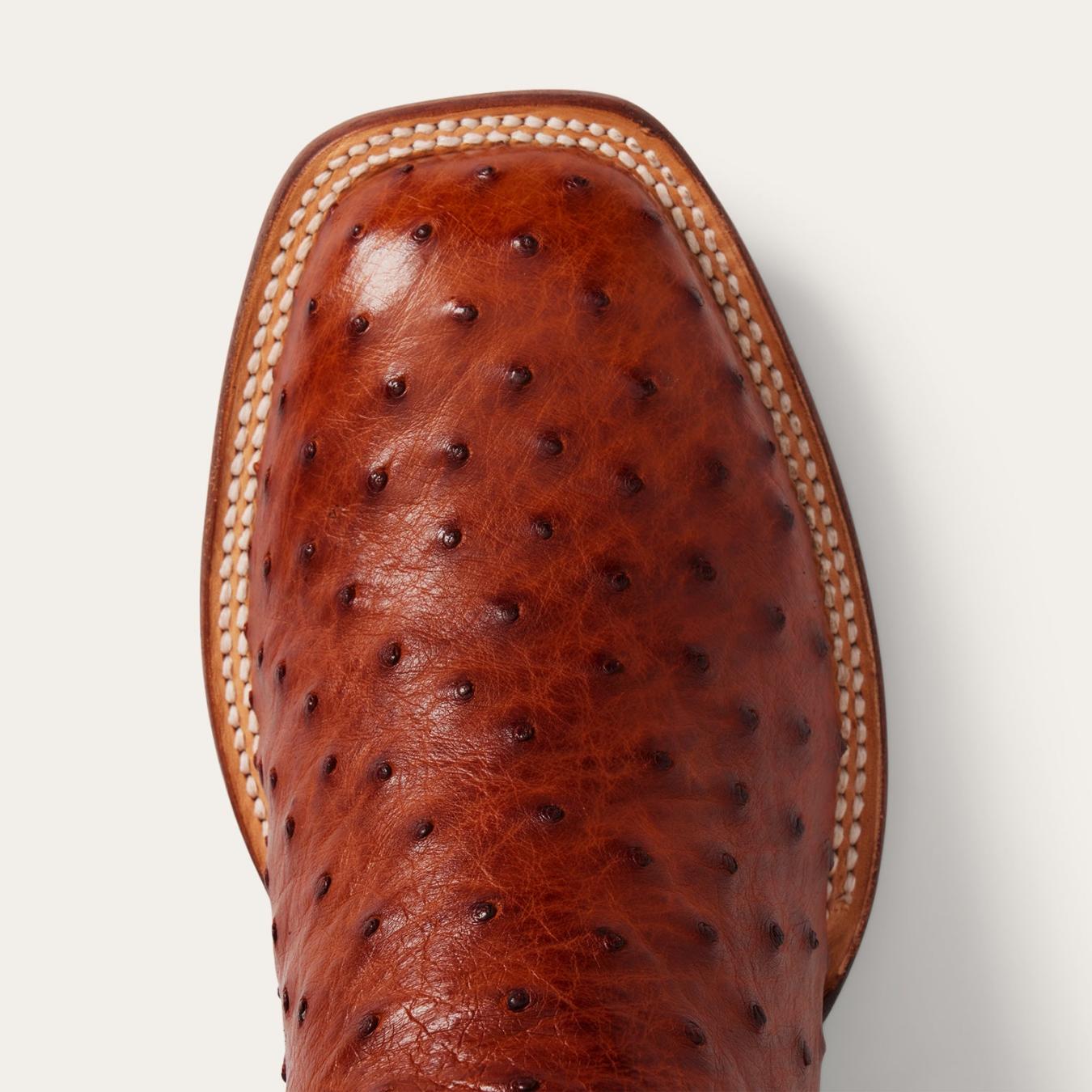 Men Western Stetson Ozzy Ostrich Boot Brown