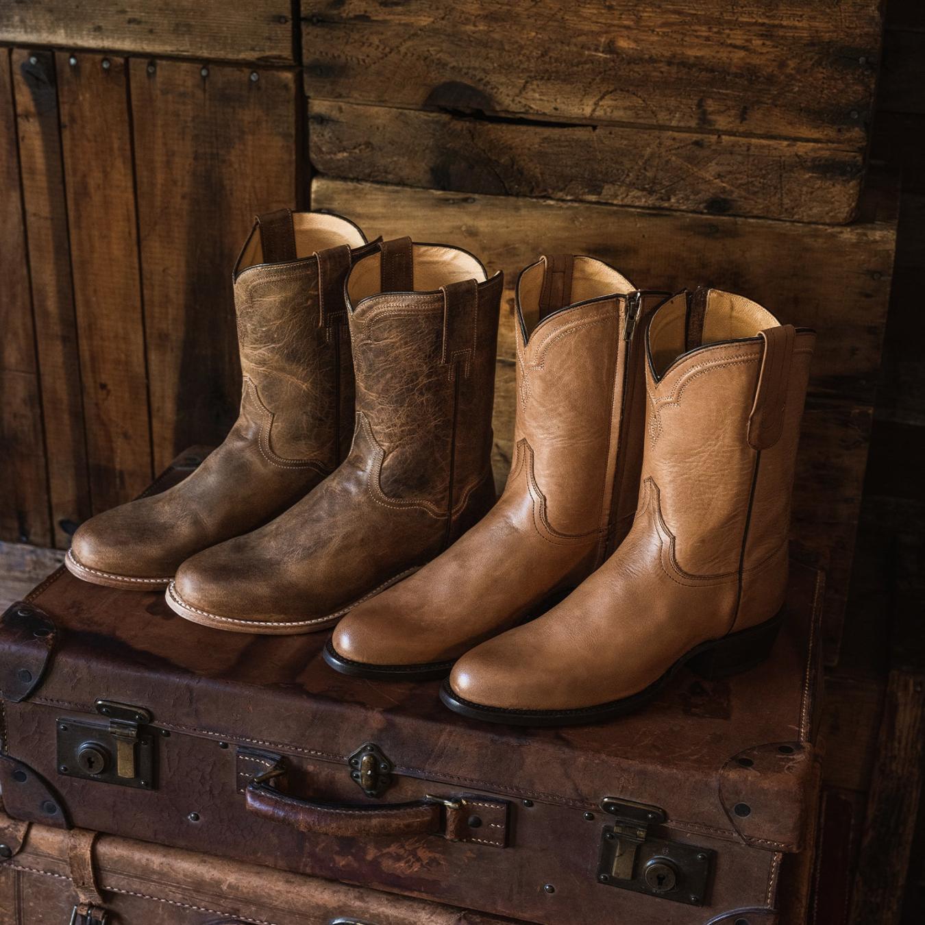 Men Western Stetson Puncher Boots Tan