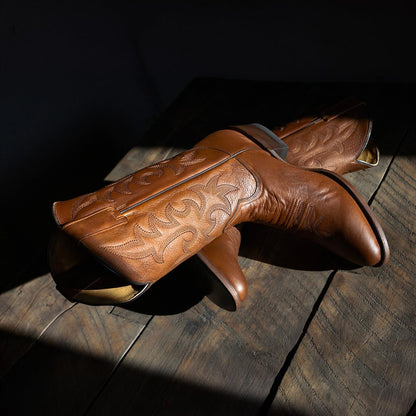 Men Western Stetson Sharp Boots Brown