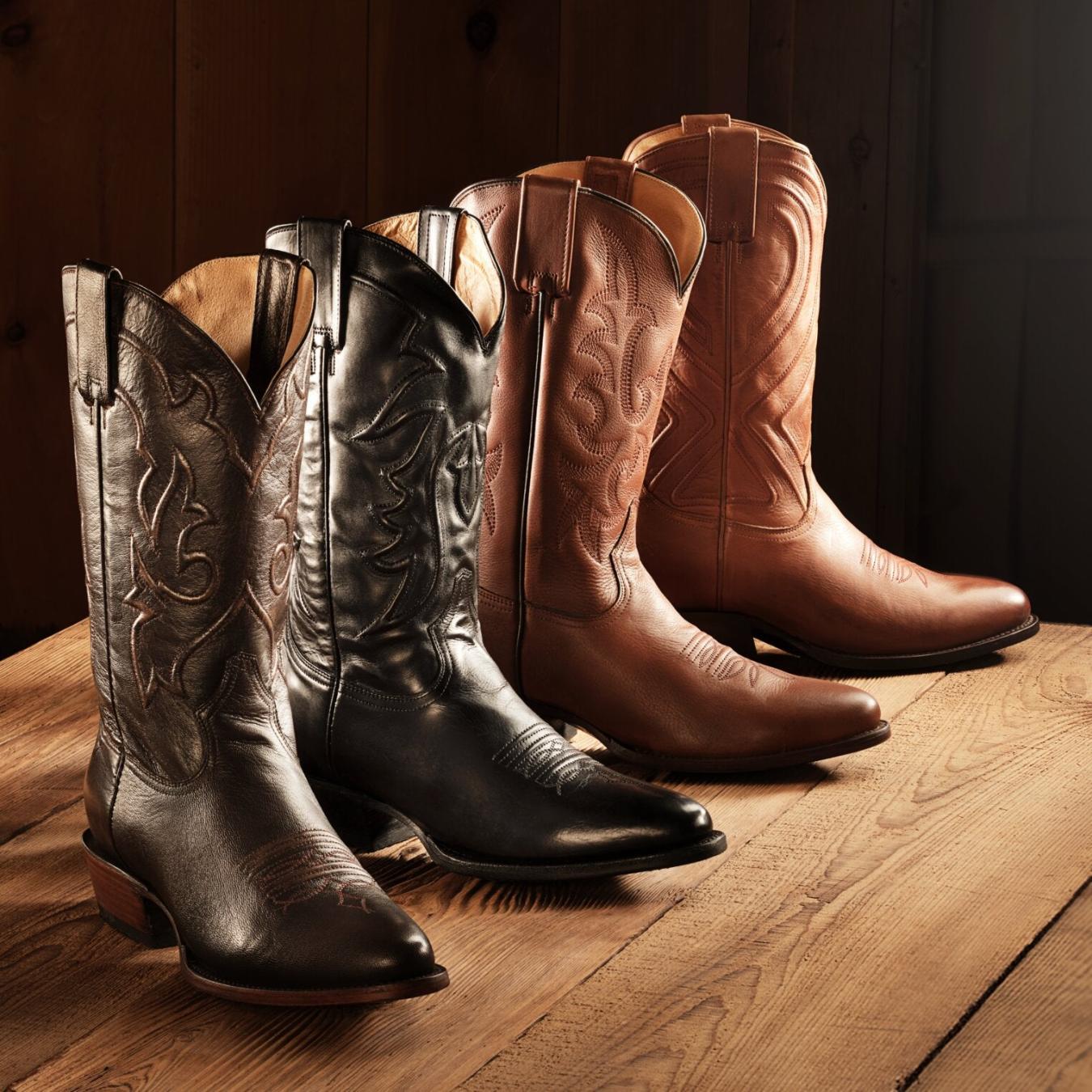 Men Western Stetson Sharp Boots Brown