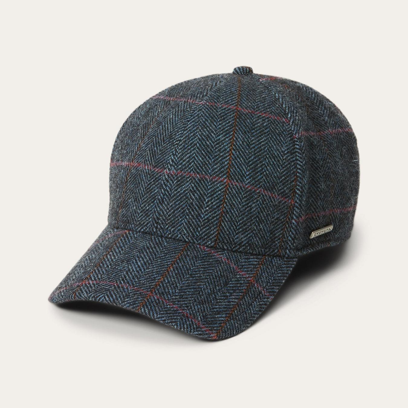 Men/Women Caps & Truckers Stetson Baseball Cap Wool Blue Herringbone