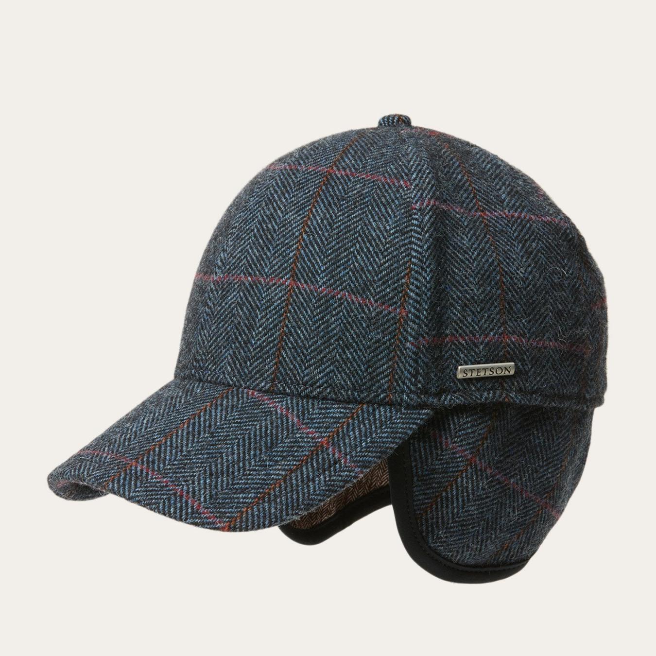 Men/Women Caps & Truckers Stetson Baseball Cap Wool Blue Herringbone