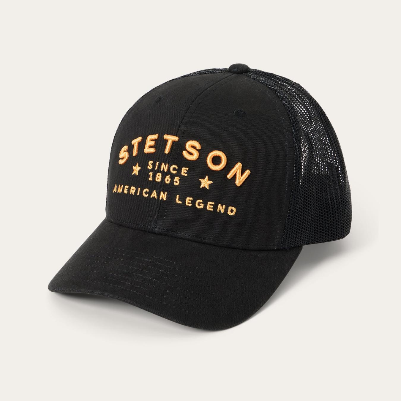 Men/Women Caps & Truckers Stetson Black Western Patch Trucker Cap Black