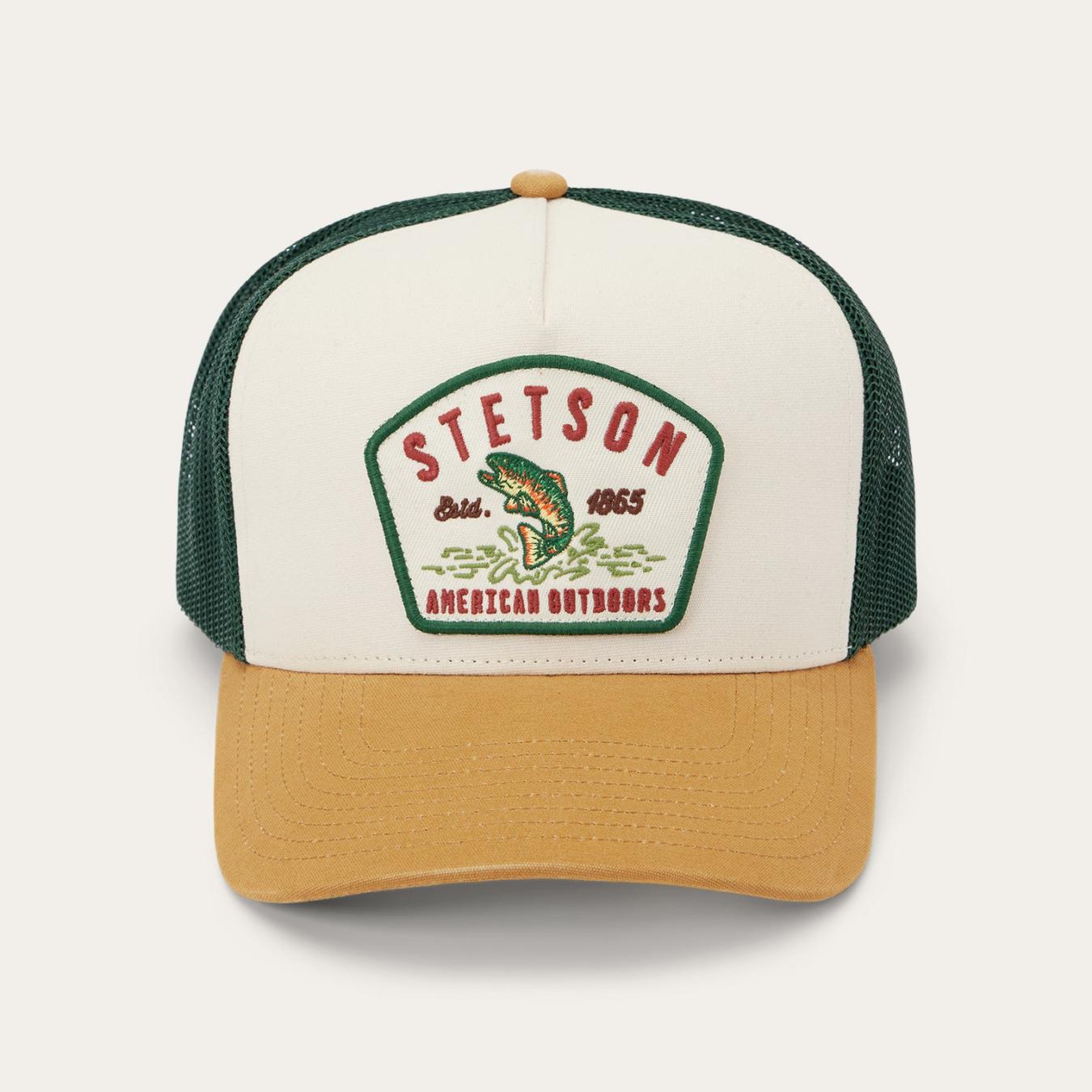 Men/Women Caps & Truckers Stetson Fishing Patch Trucker Cap Off White / Tan / Green