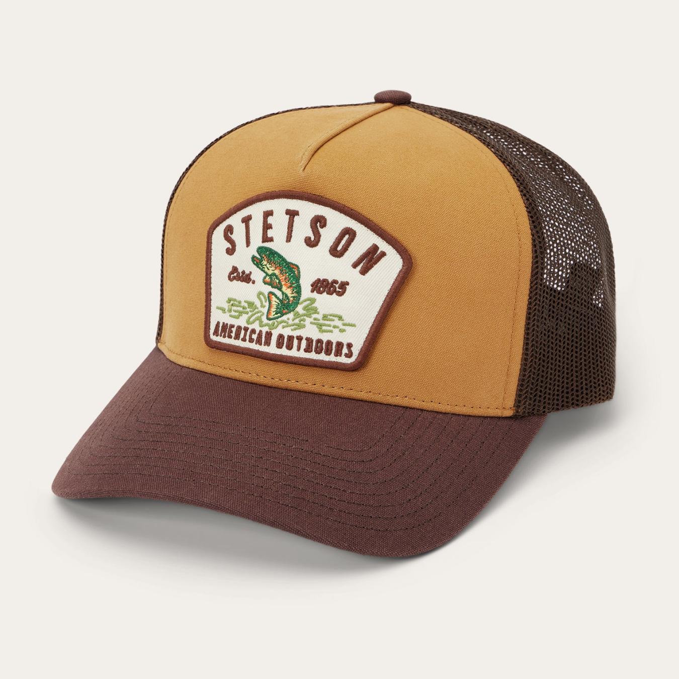 Men/Women Caps & Truckers Stetson Fishing Patch Trucker Cap Tan / Oxblood
