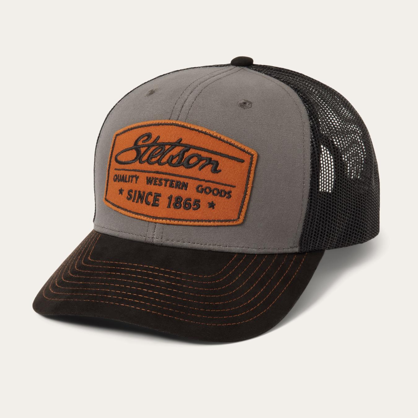 Men/Women Caps & Truckers Stetson Grey Heritage Script Trucker Cap Grey