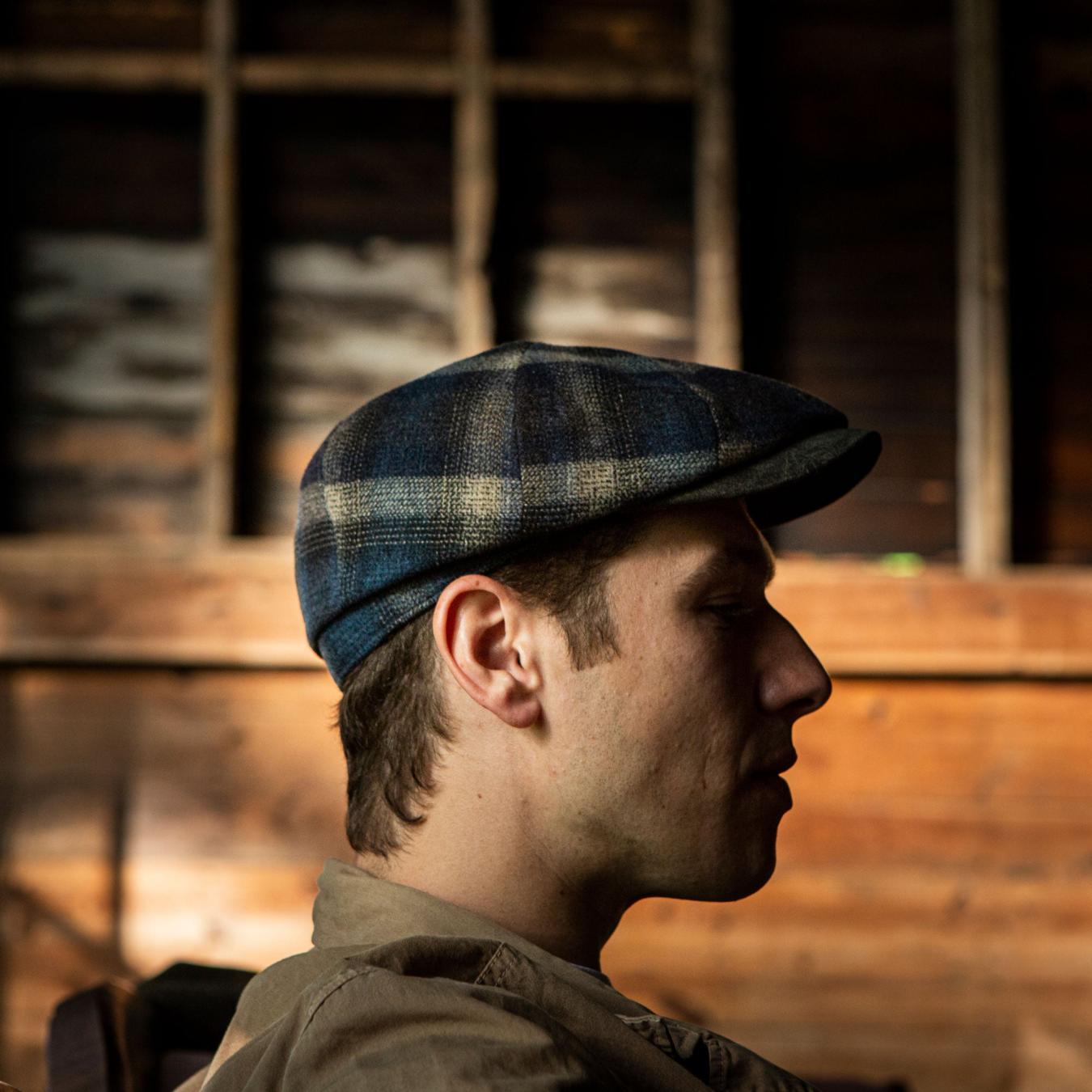 Men/Women Caps & Truckers Stetson Ivy Virgin Wool Cap Blue Beige Check