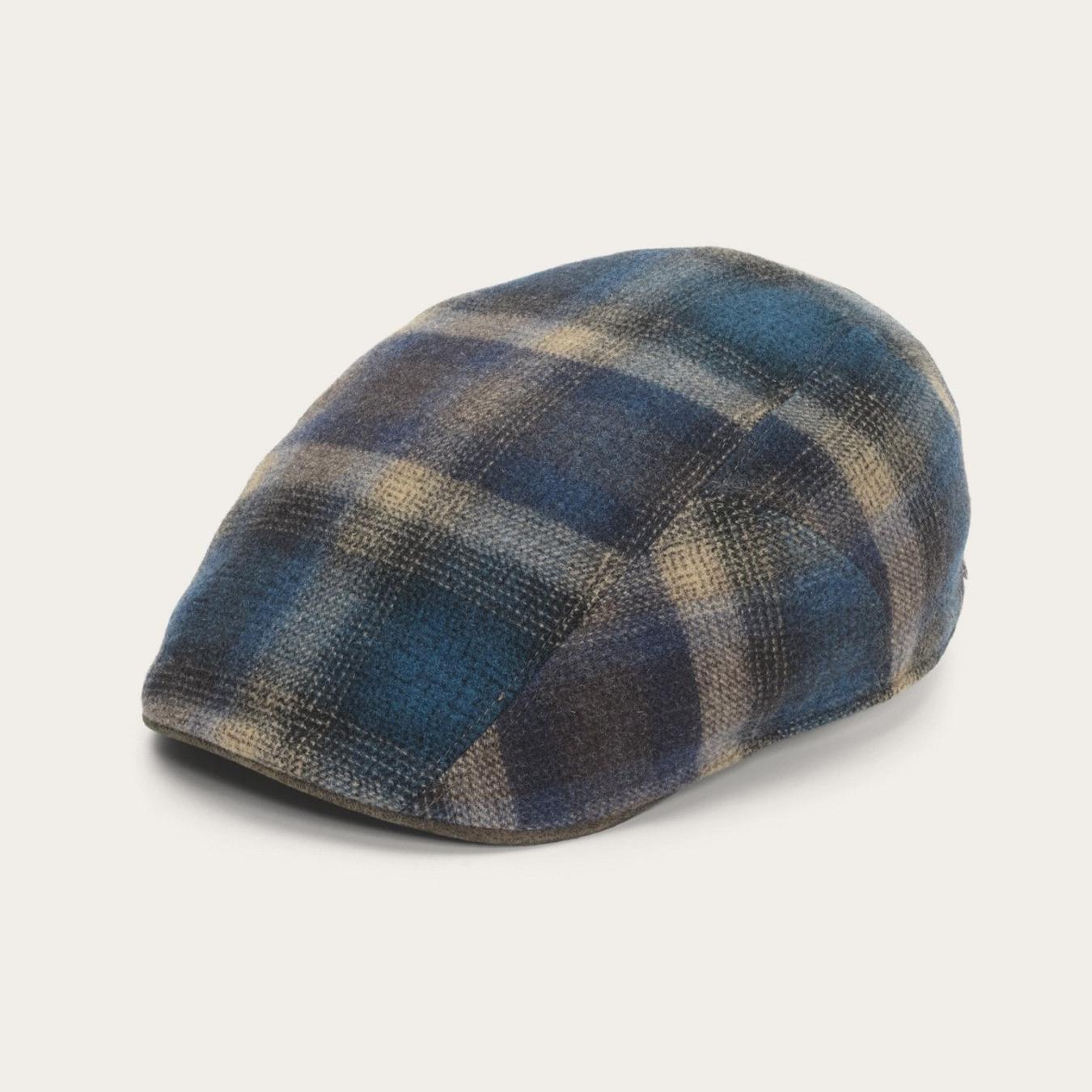 Men/Women Caps & Truckers Stetson Ivy Virgin Wool Cap Blue Beige Check