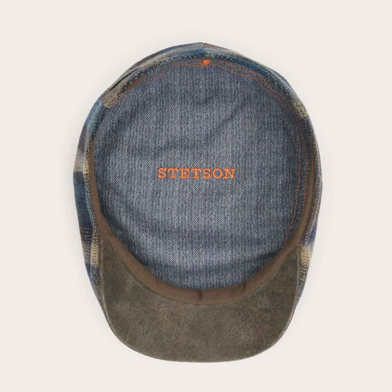 Men/Women Caps & Truckers Stetson Ivy Virgin Wool Cap Blue Beige Check