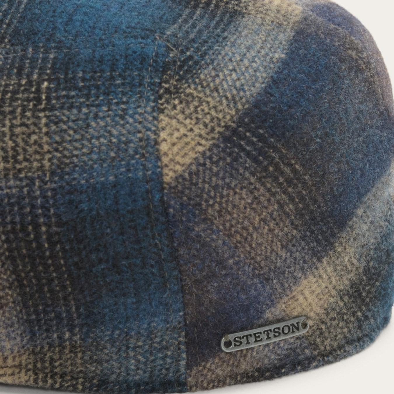 Men/Women Caps & Truckers Stetson Ivy Virgin Wool Cap Blue Beige Check