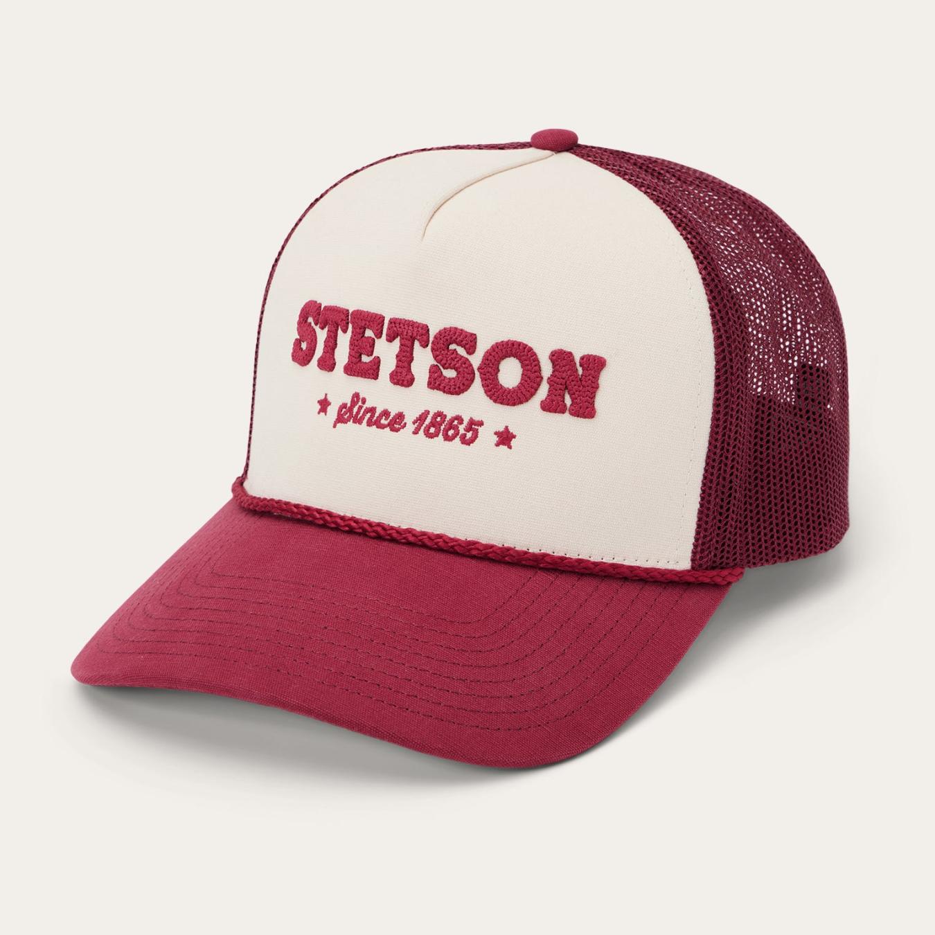 Men/Women Caps & Truckers Stetson Lasso Trucker Cap Off White / Maroon