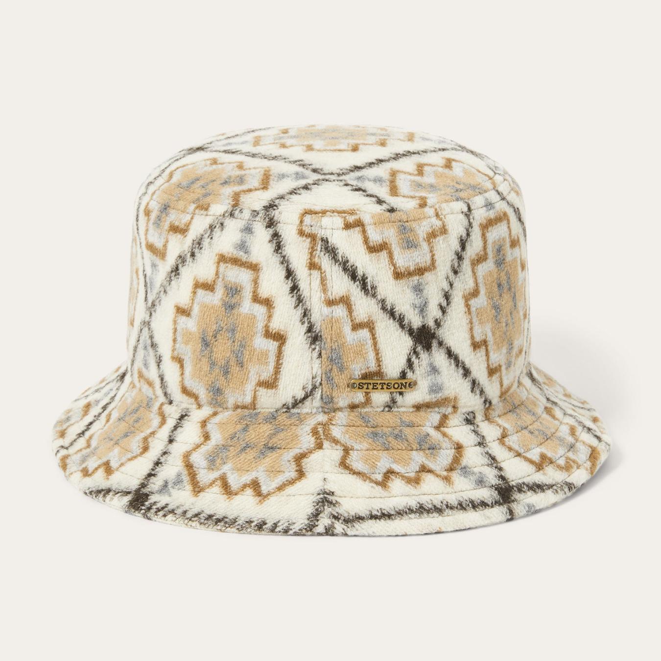 Men/Women Caps & Truckers Stetson Navajo Jersey Bucket Hat Off White / Beige