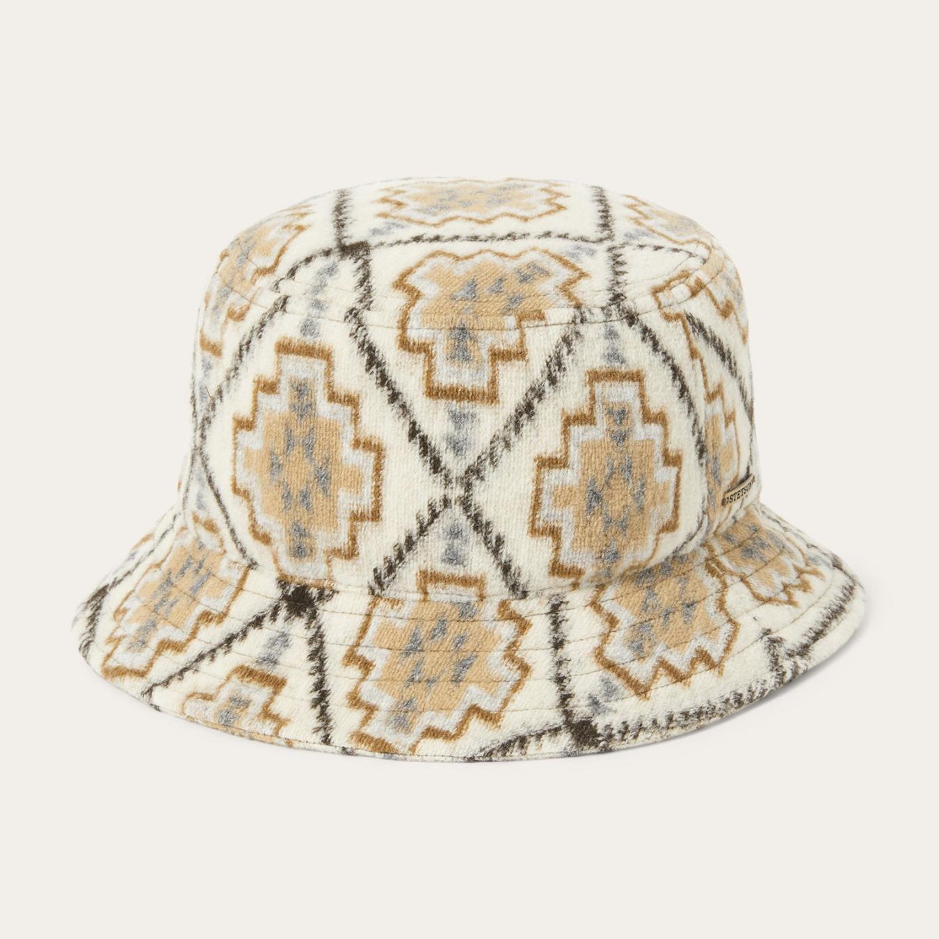 Men/Women Caps & Truckers Stetson Navajo Jersey Bucket Hat Off White / Beige