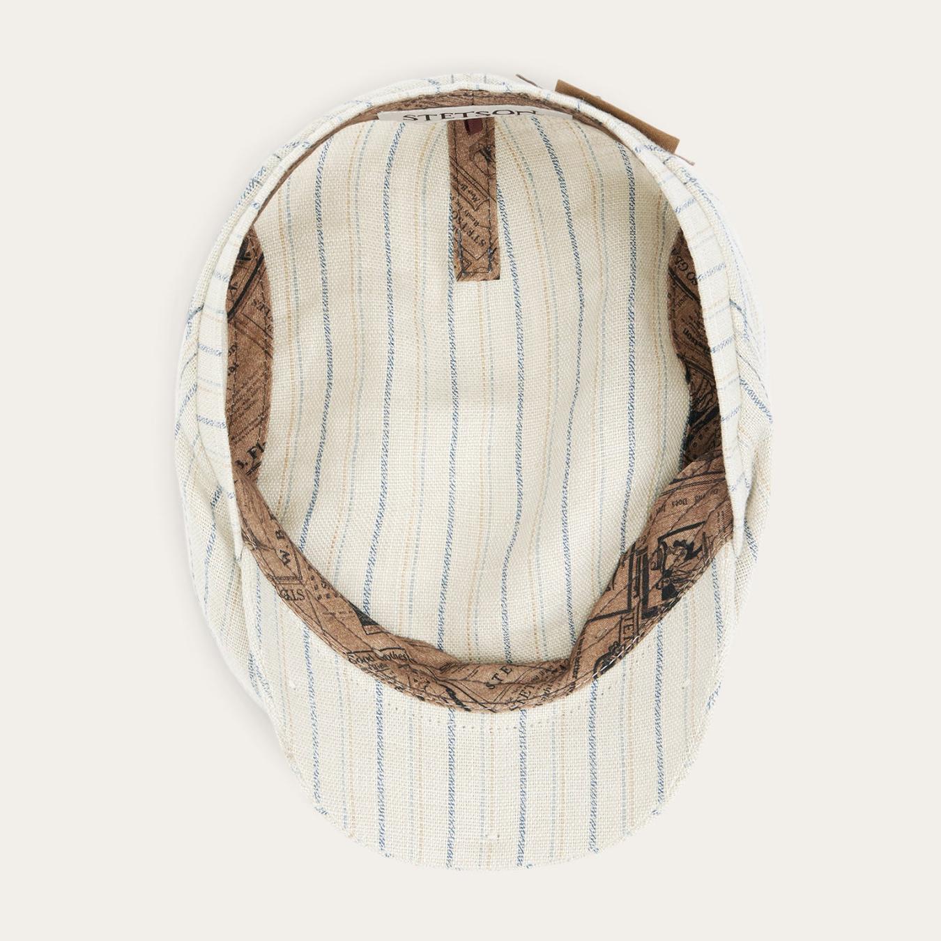 Men/Women Caps & Truckers Stetson Striped Linen Driver Cap Off White With Stripes