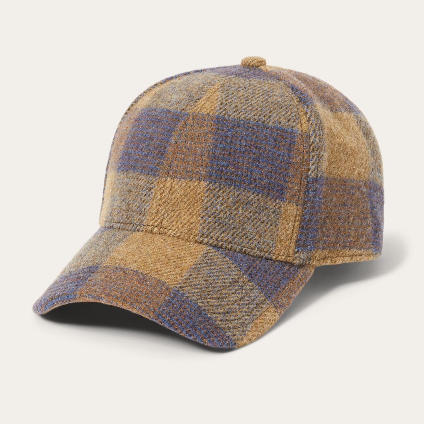Men/Women Caps & Truckers Stetson Wool Check Baseball Cap Cognac/sand/blue