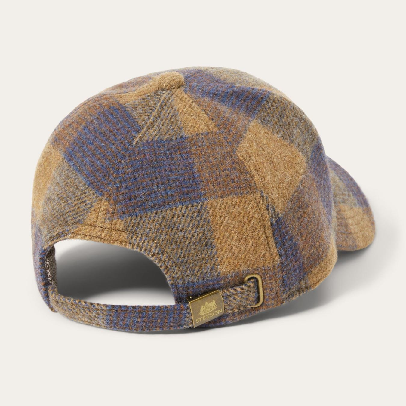 Men/Women Caps & Truckers Stetson Wool Check Baseball Cap Cognac/sand/blue