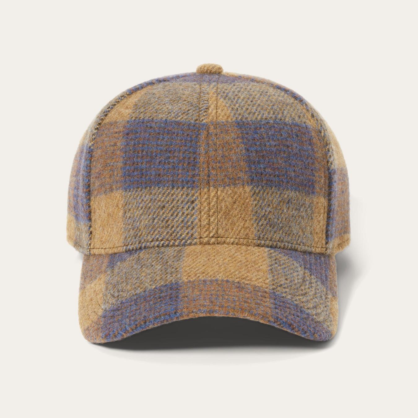 Men/Women Caps & Truckers Stetson Wool Check Baseball Cap Cognac/sand/blue