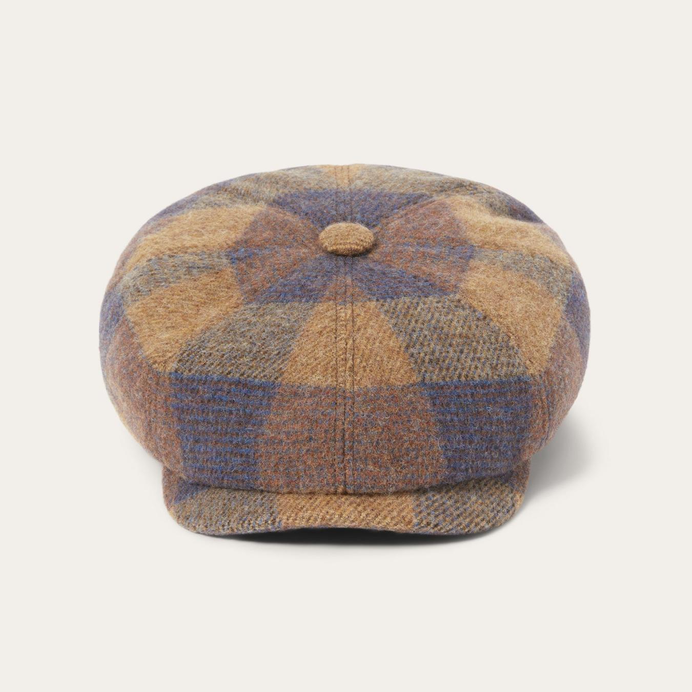 Men/Women Caps & Truckers Stetson Wool Check Hatteras Cognac/sand/blue