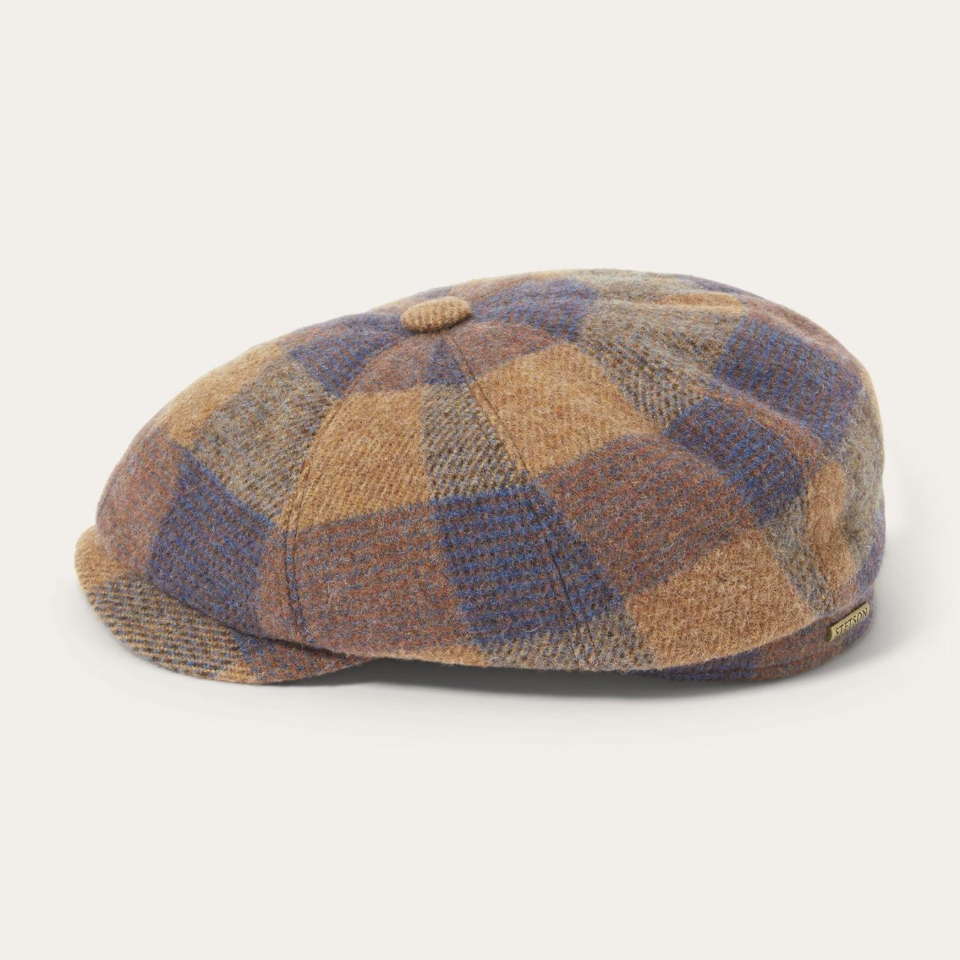 Men/Women Caps & Truckers Stetson Wool Check Hatteras Cognac/sand/blue