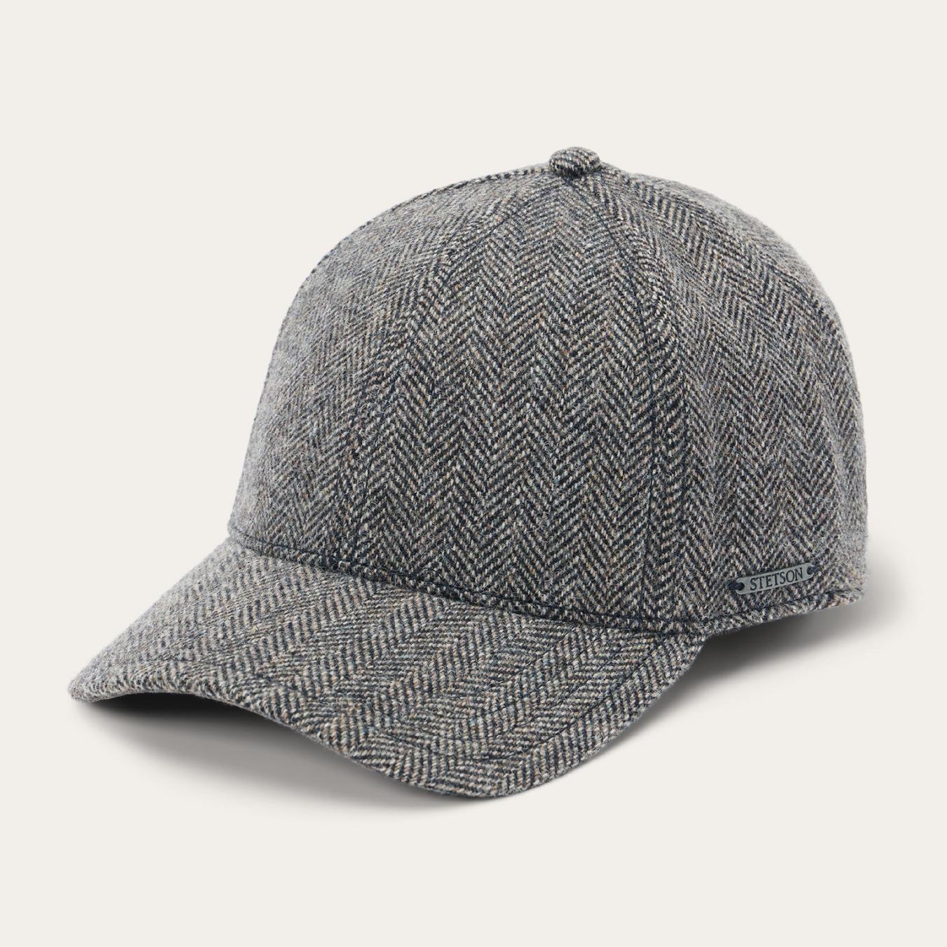 Men/Women Caps & Truckers Stetson Wool Herringbone Baseball Cap Anthra Melange Herringbone