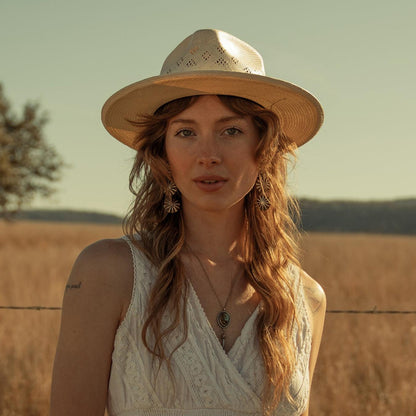 Men/Women Fedora Stetson Andromeda Vented Straw Fedora Natural
