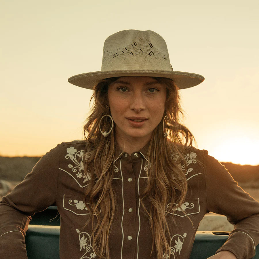 Men/Women Fedora Stetson Andromeda Vented Straw Fedora Natural