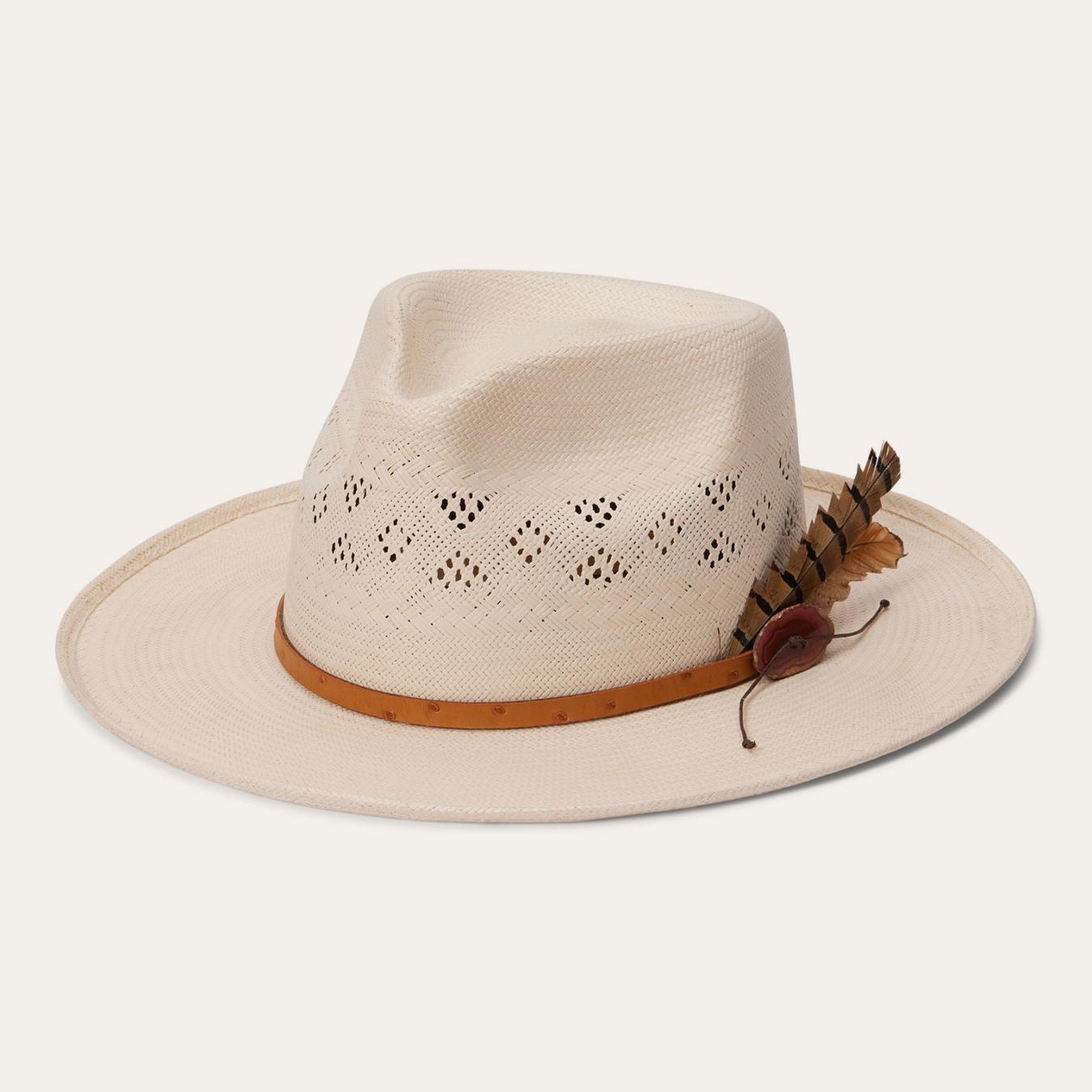 Men/Women Fedora Stetson Andromeda Vented Straw Fedora Natural