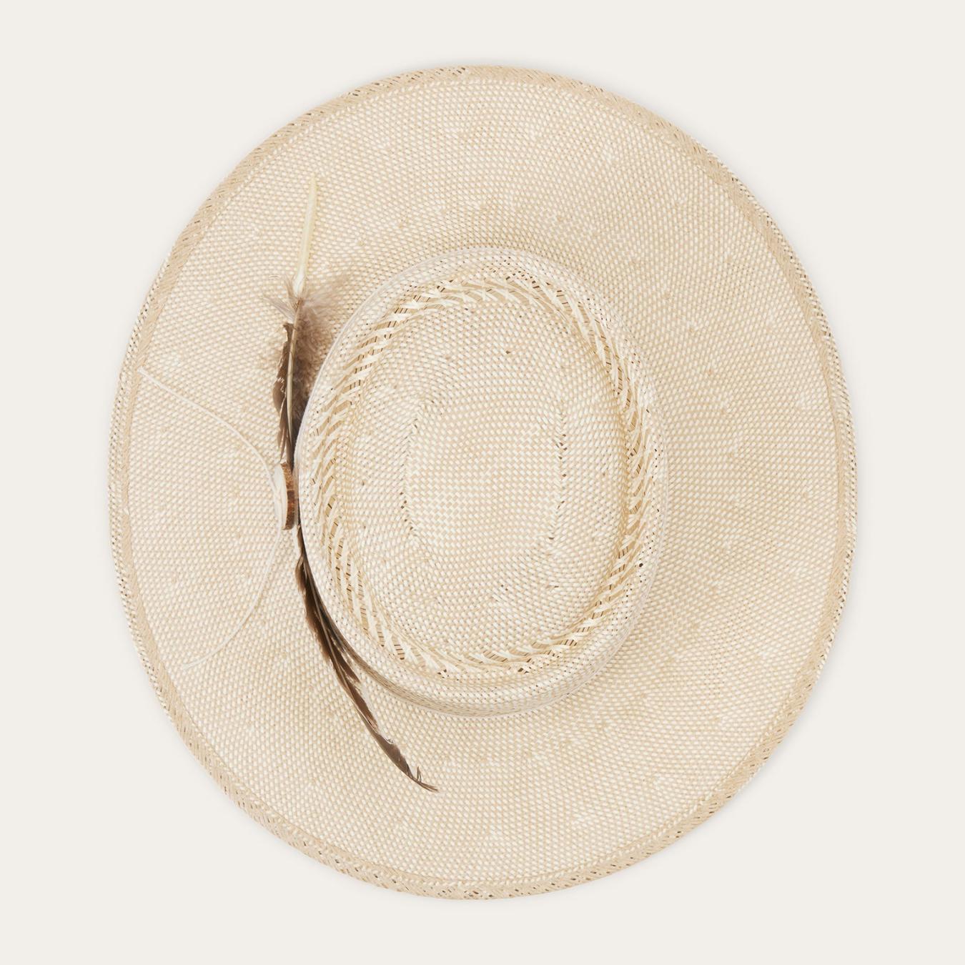 Men/Women Fedora Stetson Batterson Straw Hat Ivory/tan